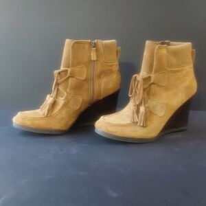 Franco Sarto Tan Wedge Ankle Boots